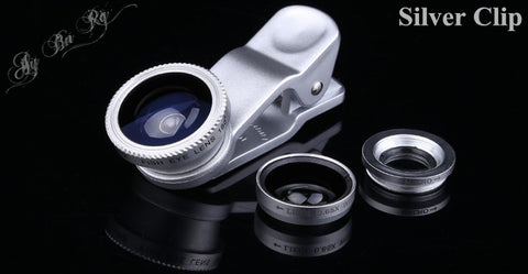 Universal 3 in 1 Clip on Macro Wide Angle Fish Eye Kit cellular Phone camera Lens For iPhone/Samsung/Sony/HuaWei/XiaoMi/HTC