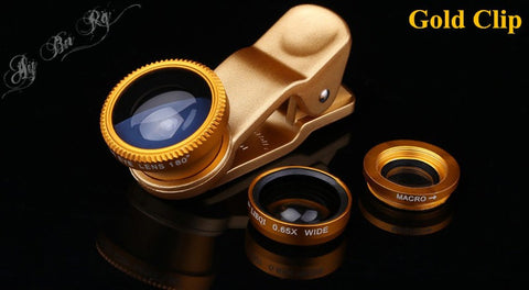 Universal 3 in 1 Clip on Macro Wide Angle Fish Eye Kit cellular Phone camera Lens For iPhone/Samsung/Sony/HuaWei/XiaoMi/HTC