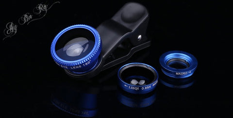 Universal 3 in 1 Clip on Macro Wide Angle Fish Eye Kit cellular Phone camera Lens For iPhone/Samsung/Sony/HuaWei/XiaoMi/HTC