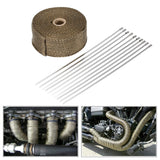 15m Heat Wrap Exhaust Manifold Downpipe 10 30cm Cable Ties for Car Motorcycle