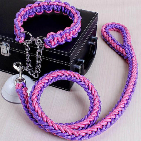 Big Pet Dedicated Dog Leash And Collar Strands Plaited Rope