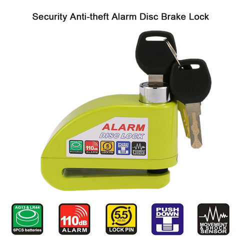 Motorcycle Moto  Scooter Bicycle Disc Brake Lock Security Anti-theft Alarm Lock