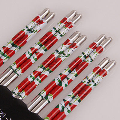 5 Pairs/lot Chopsticks Stainless Steel Durable Chinese 4 Color