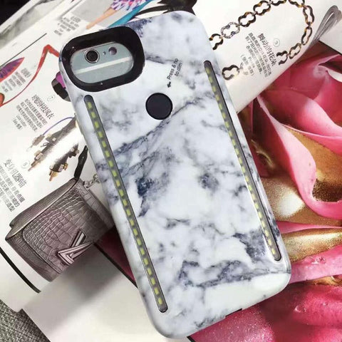 Marble LED Light up Glowing Phone Case Cover for iPhone 6 6S 7 Plus Selfie Luminous Cases