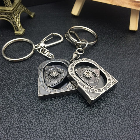 Engine Rotary Rotor Keychain Silver