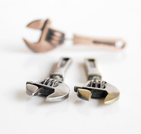 Artificial Tool Wrench Puncture Shaped Alloy Earrings