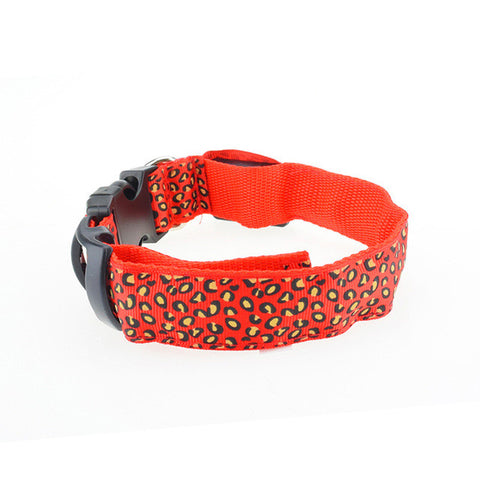 Dogstory Adjustable New Style Leopard Glow Cat Dog Collar Nylon