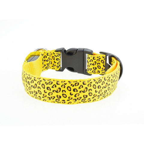 Dogstory Adjustable New Style Leopard Glow Cat Dog Collar Nylon