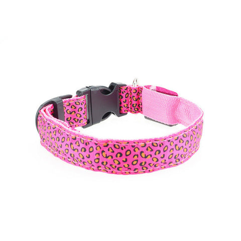 Dogstory Adjustable New Style Leopard Glow Cat Dog Collar Nylon