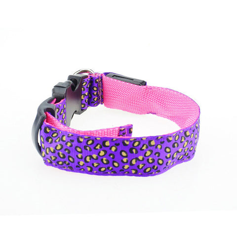 Dogstory Adjustable New Style Leopard Glow Cat Dog Collar Nylon