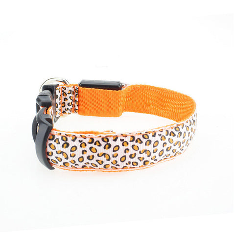 Dogstory Adjustable New Style Leopard Glow Cat Dog Collar Nylon