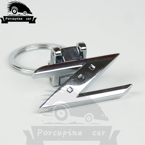 Chrome Finish Letter Z Ring Keychain For Nissan 300ZX 350Z 370Z Z 280ZX Car JDM TURBO,car-styling