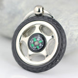 Creative Rubber Wheel Rim Tyre Tire Compass Keychain