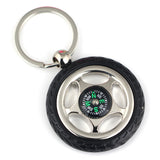 Creative Rubber Wheel Rim Tyre Tire Compass Keychain