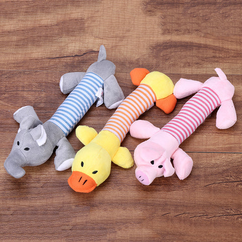 Dog Toys Pet Puppy Chew Squeaker Squeaky Plush Sound Duck Pig & Elephant Toys 3 Designs