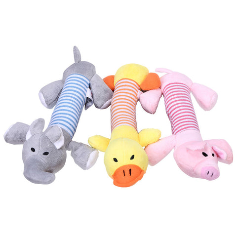 Dog Toys Pet Puppy Chew Squeaker Squeaky Plush Sound Duck Pig & Elephant Toys 3 Designs