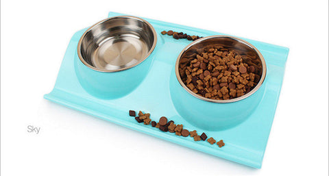 Plastic Stainless Steel Combo feeding Bowl