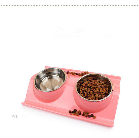 Plastic Stainless Steel Combo feeding Bowl