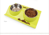 Plastic Stainless Steel Combo feeding Bowl