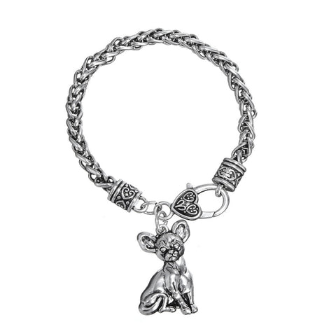 Infinity Love Chihuahua Dog Wheat Chain Bracelet with Heart Lobster Clasp