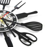 Cutlery Kitchen Utensil Vinyl Record wall Clock Quartz Clock