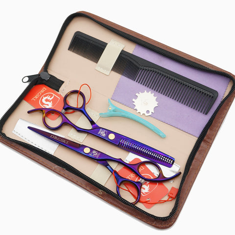 ON SALE JAPAN rainbow hair cutting scissors high quality,professional barber hairdressing scissors hair thinning shears + bag