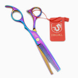 ON SALE JAPAN rainbow hair cutting scissors high quality,professional barber hairdressing scissors hair thinning shears + bag