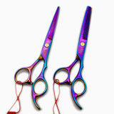 ON SALE JAPAN rainbow hair cutting scissors high quality,professional barber hairdressing scissors hair thinning shears + bag