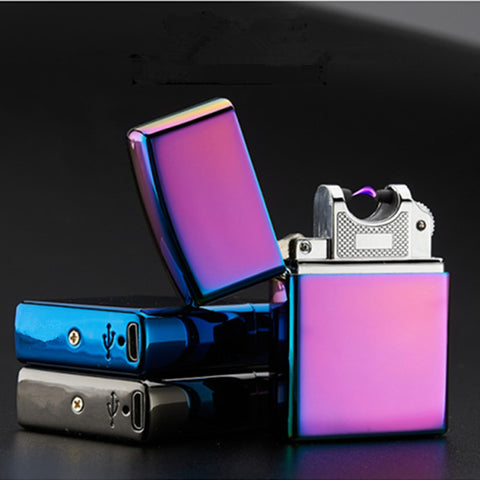 USB Lighter Electronic Cigarette Lighter Pulsed Arc Lighter Windproof Thunder Metal Cigarette Plasma