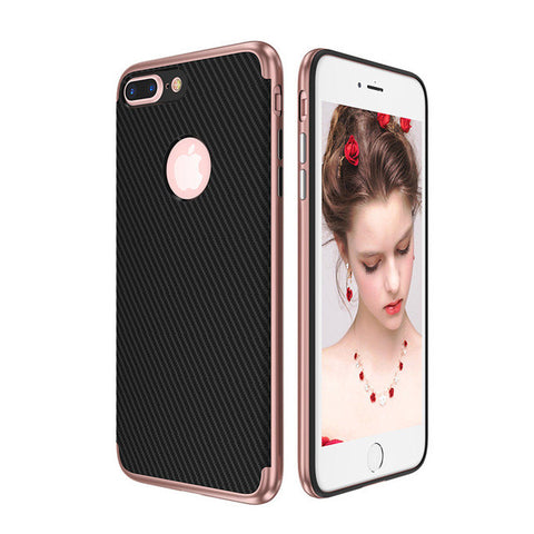 Carbon Fiber Case For iPhone 7 6 Soft Anti-Skid Anti-Knock Frame Cover For iPhone 7 Plus SE 5s Leather