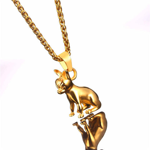 Chihuahuas Dog Pendant Gold/Black Color Animal Stainless Steel