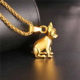 Chihuahuas Dog Pendant Gold/Black Color Animal Stainless Steel