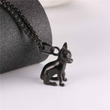 Chihuahuas Dog Pendant Gold/Black Color Animal Stainless Steel