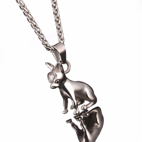 Chihuahuas Dog Pendant Gold/Black Color Animal Stainless Steel