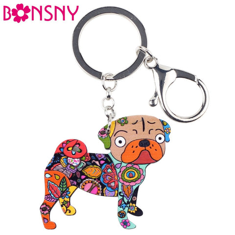 Pug Dog KeyChain Key Ring