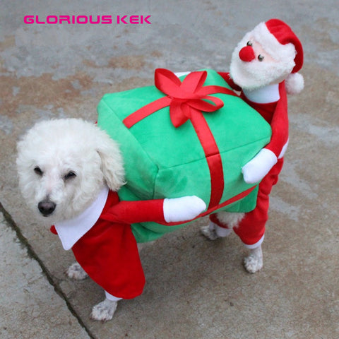 Christmas Dog Costumes Funny Santa Claus