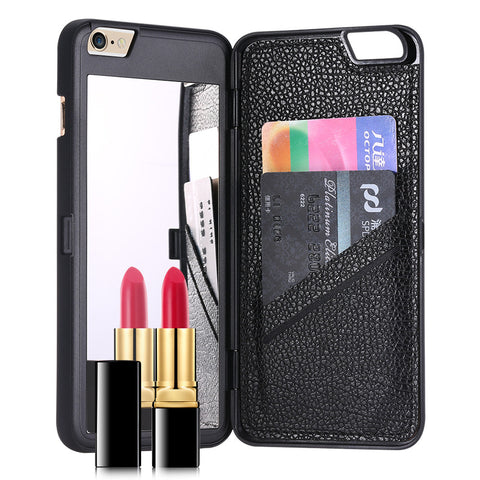 iPhone 7 Plus 6 6S Plus 3D Wallet Card Slot Makeup Mirror Flip Case