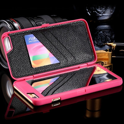 iPhone 7 Plus 6 6S Plus 3D Wallet Card Slot Makeup Mirror Flip Case