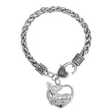 Heart shaped metal rhodium plated Chihuahua