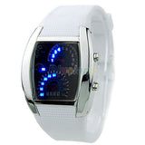 RPM Turbo Blue Flash LED Mens Sports Car Meter Dial Watch