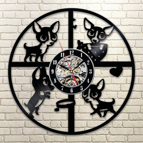 Chihuahua Cute Vinyl Record wall Clock Quartz Clock