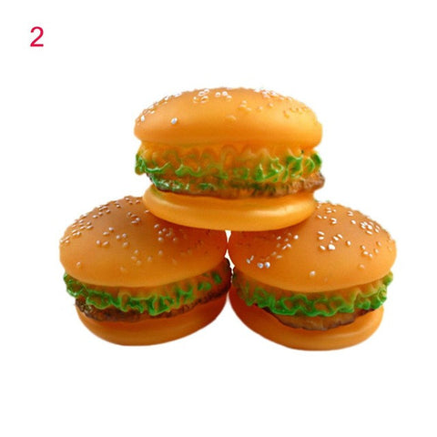 Puppy Chew Squeaker Squeaky Rubber Sound Hamburger Chicken Steak Dog Toy Rubber Non-toxic