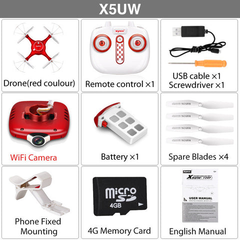X5UW Drone with WiFi Camera HD 720P Real-time Transmission FPV Quadcopter 2.4G 4CH RC