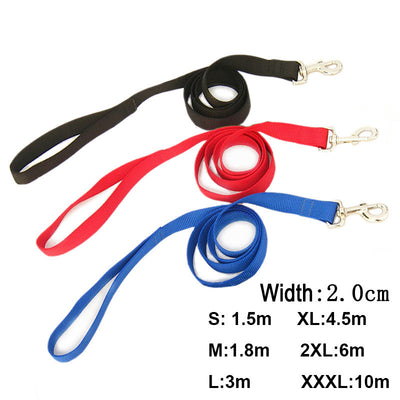 Nylon Dog Leashes 3 Colors 1.5M 1.8M 3M 4.5M 6M 10M Pet Walking Training Leash