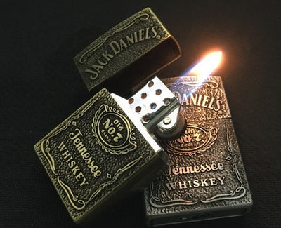 Jack wine labels bronze metal wheel gas lighter