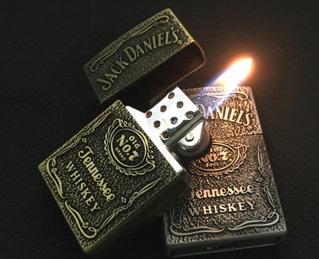 Jack wine labels bronze metal wheel gas lighter