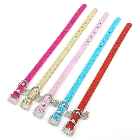 Hot Bling Crystal Pendant Leather Pet Dog Collars