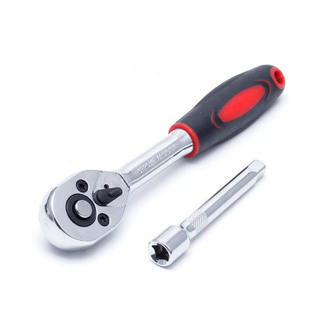 1/4" Ratchet Wrench Kit Chrome Steel Socket Wrench+Extension Rod +10 Sockets