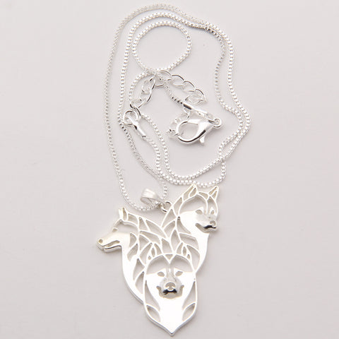 Siberian Husky Family Necklace 3D Cut Out Necklaces & Pendants