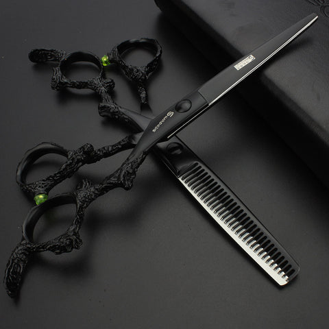 6-inch salon special hairdressing scissors black barber scissors set